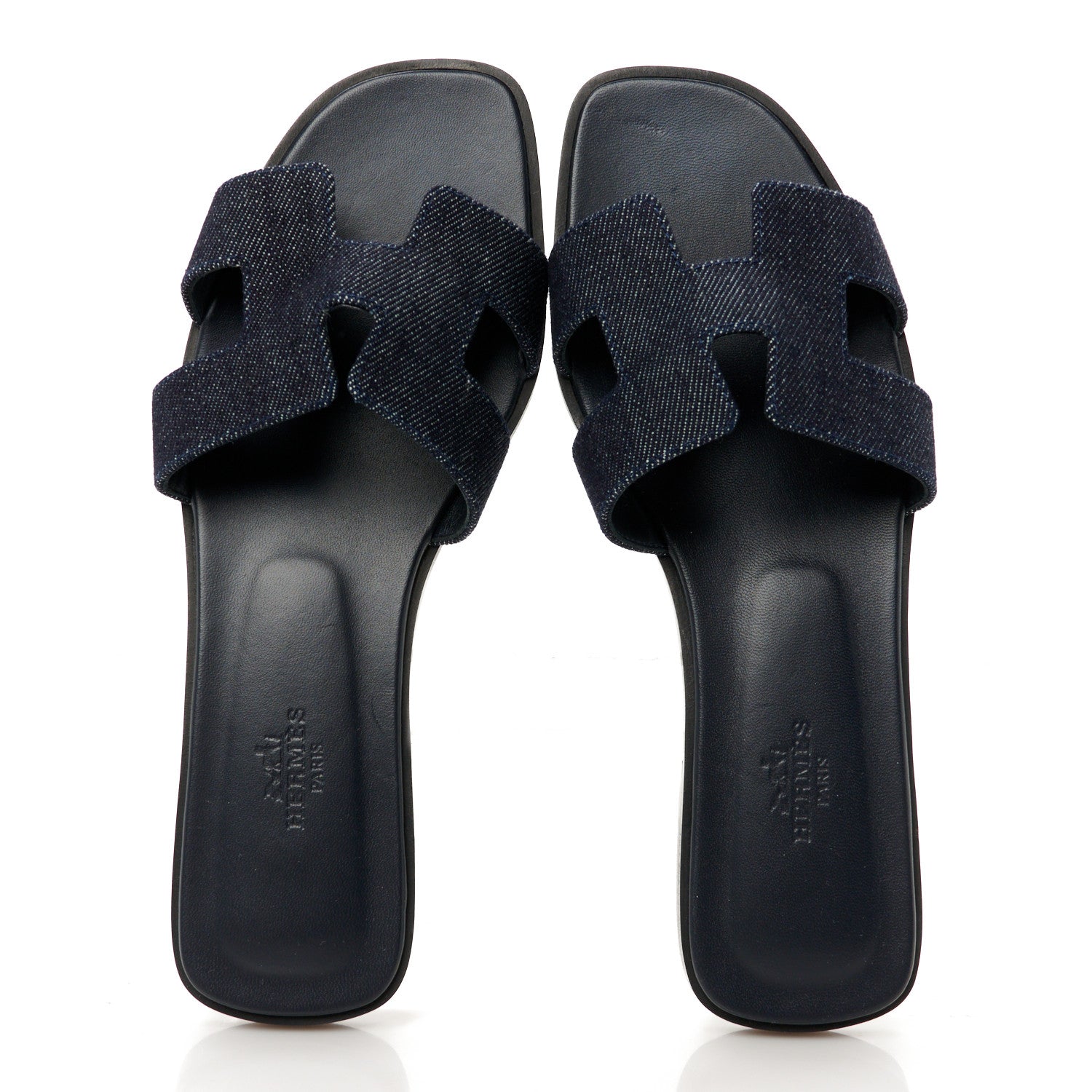 Hermes Denim Canvas Oran Sandals 37.5 Bleu Brut 2 of 9