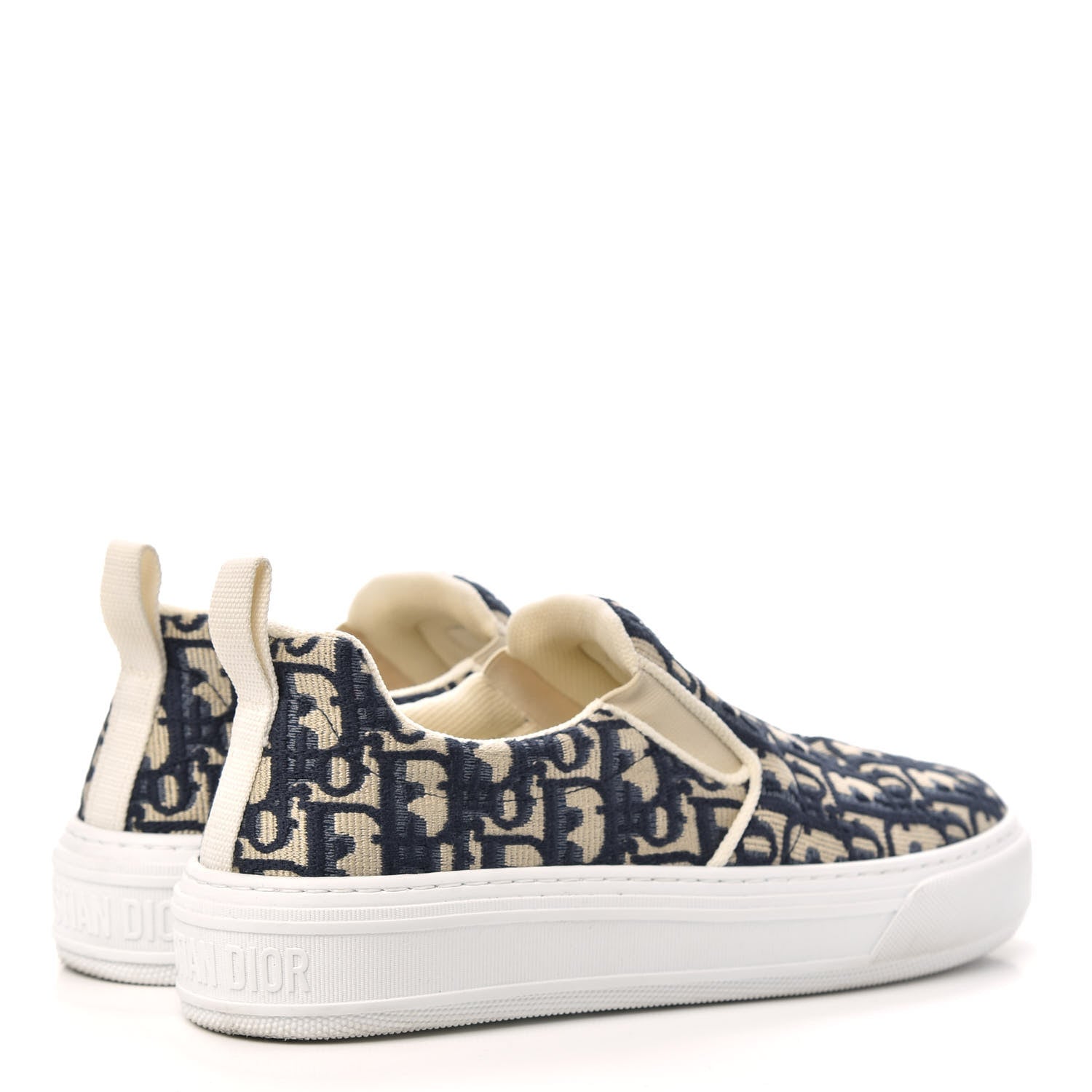 Christian Dior Canvas Oblique Embroidered Womens Solar Slip On Sneakers 38 Deep Blue 4 of 8