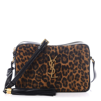 Saint Laurent Calfskin Leopard Print Monogram Lou Camera Bag Black 1 of 9
