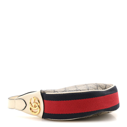 Gucci GG Supreme Monogram Textured Dollar Calfskin Web Mini Ophidia Half Moon Hobo Beige Ebony Mystic White 4 of 11