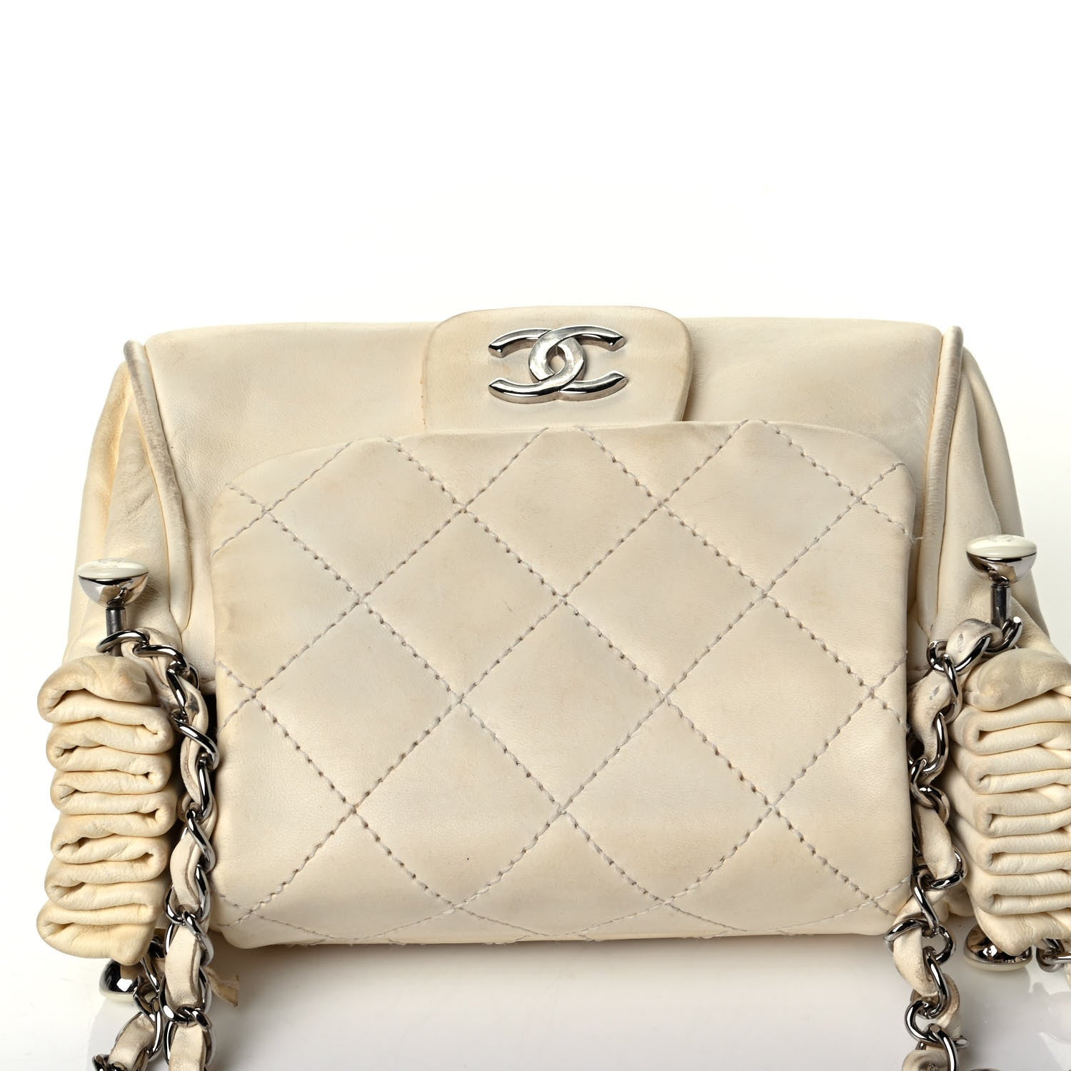 Chanel Lambskin Quilted Chain Accordion Flap White 6 of 8