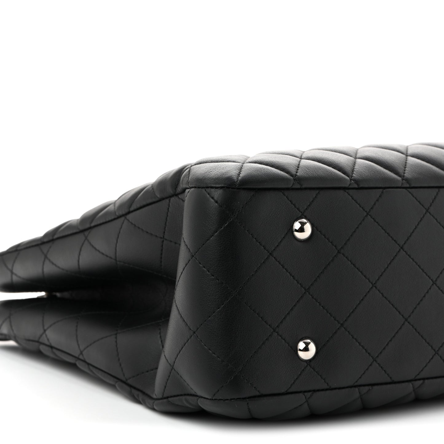 Calfskin Quilted Large Classic Shopping Tote Black