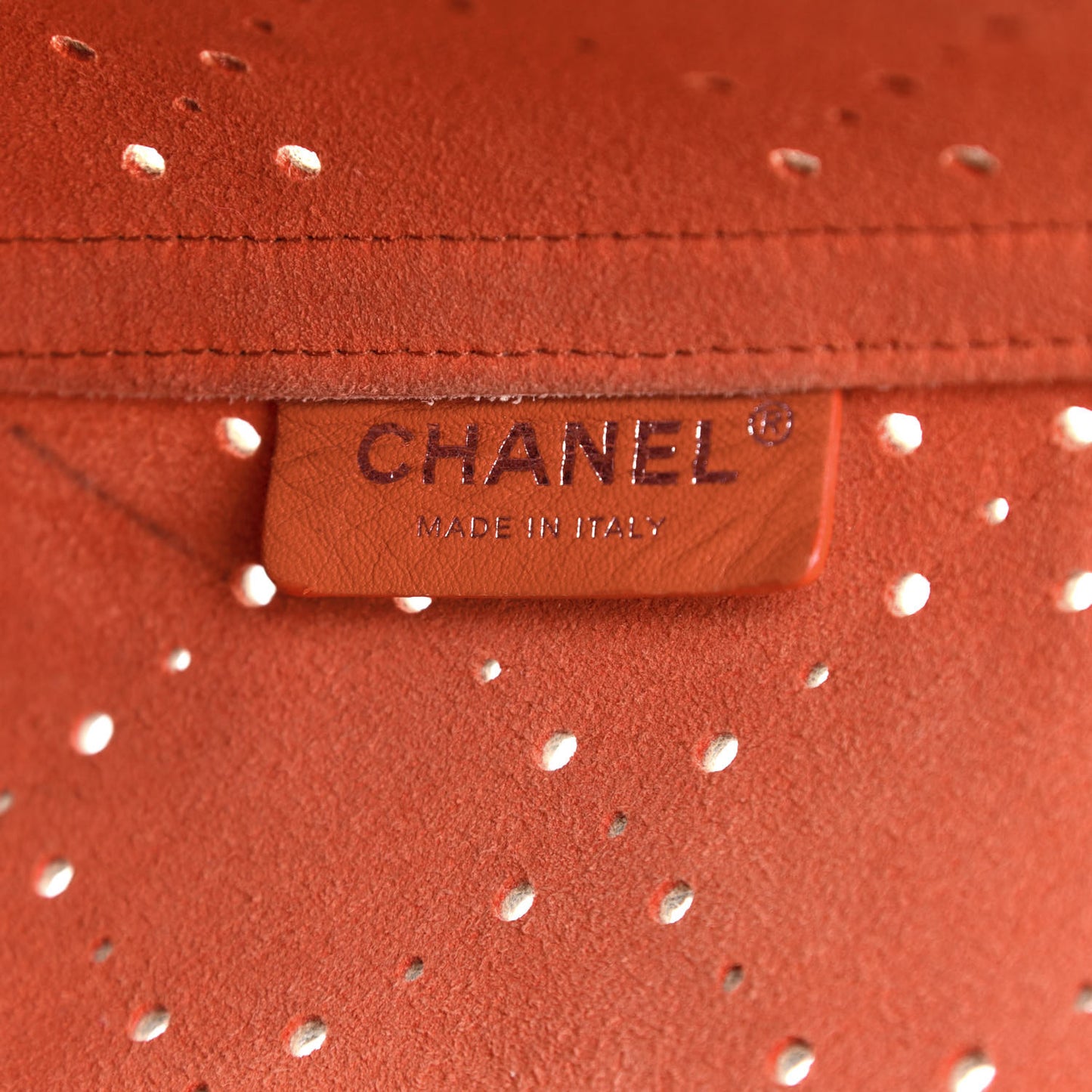 Perforated Grained Calfskin Small Shopping Tote Light Coral
