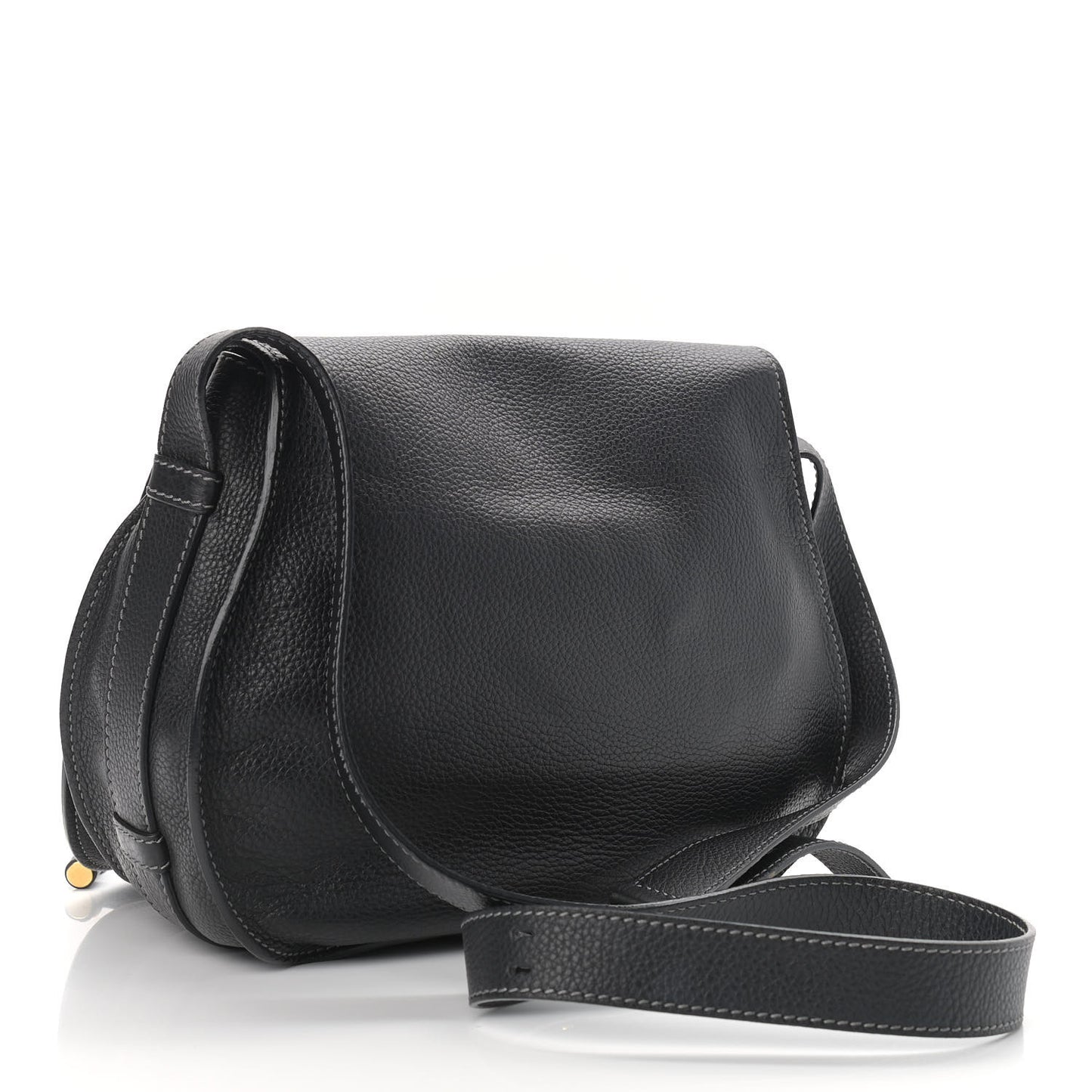 Calfskin Medium Marcie Round Crossbody Bag Black