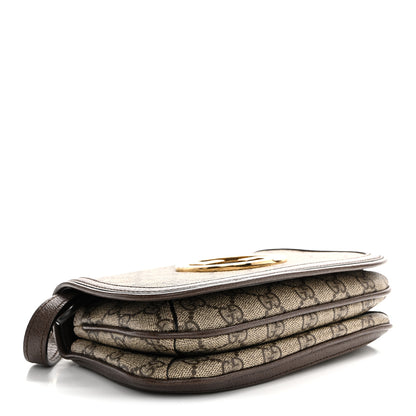 Gucci GG Supreme Monogram Textured Dollar Calfskin Mini Blondie Chain Shoulder Flap Bag Beige Ebony New Acero 4 of 11