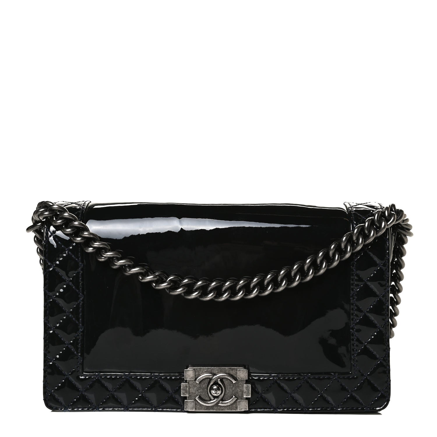 Chanel Patent New Medium Boy Reverso Flap Black 1 of 15