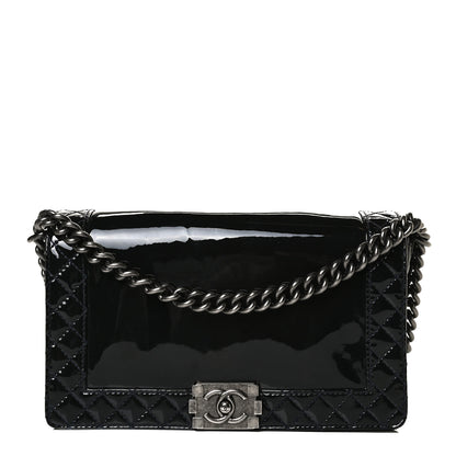 Chanel Patent New Medium Boy Reverso Flap Black 1 of 15