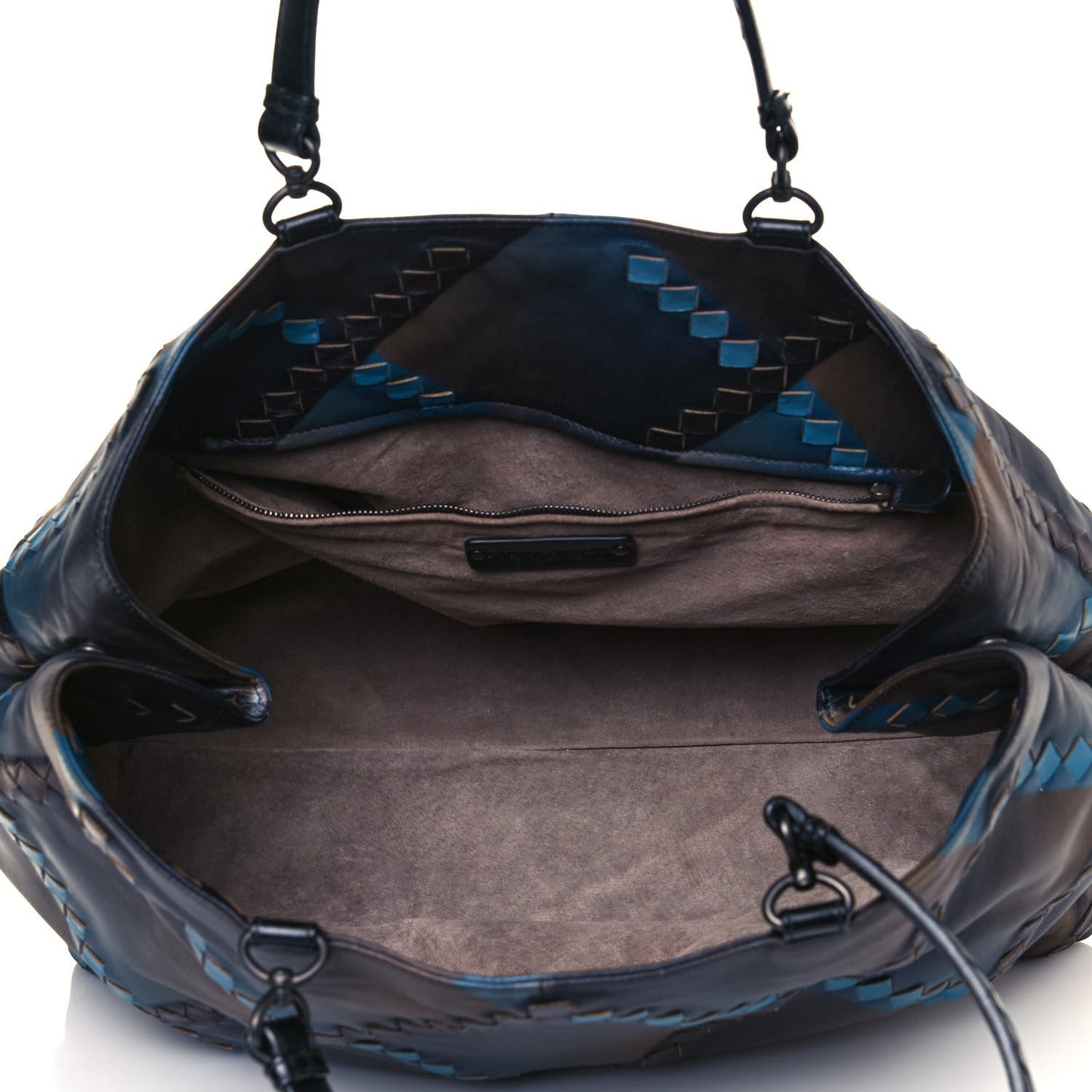 Calfskin Intrecciato Diamond Tote Black Blue