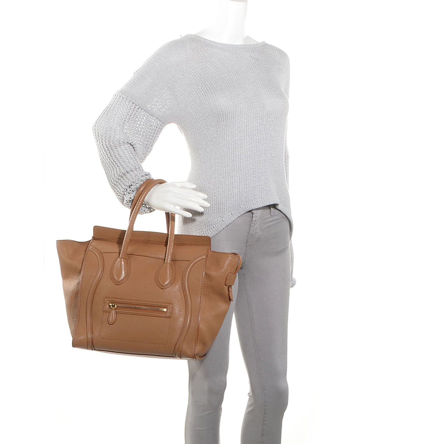 Celine Pebbled Leather Mini Luggage Camel 2 of 9