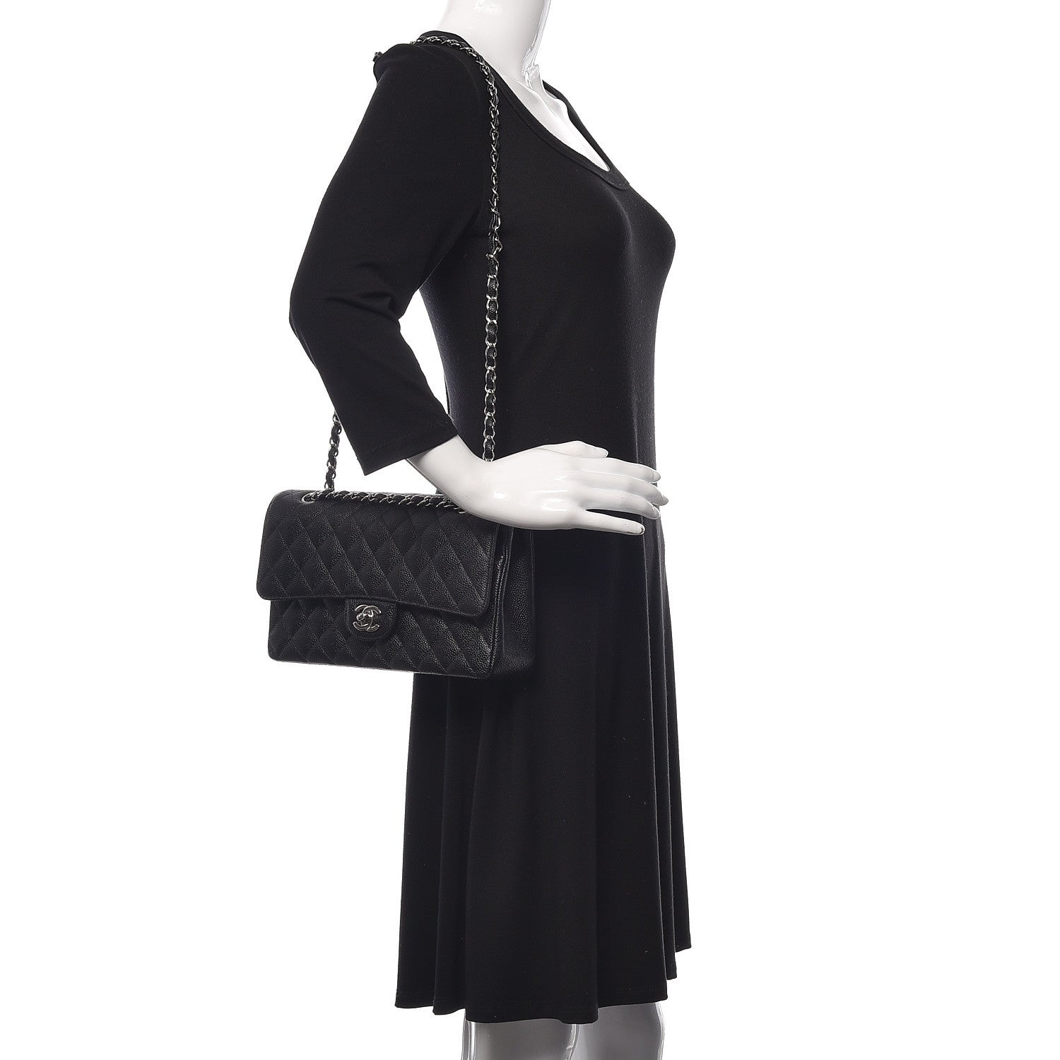 Chanel Caviar Quilted Medium Double Flap Black 3 of 12