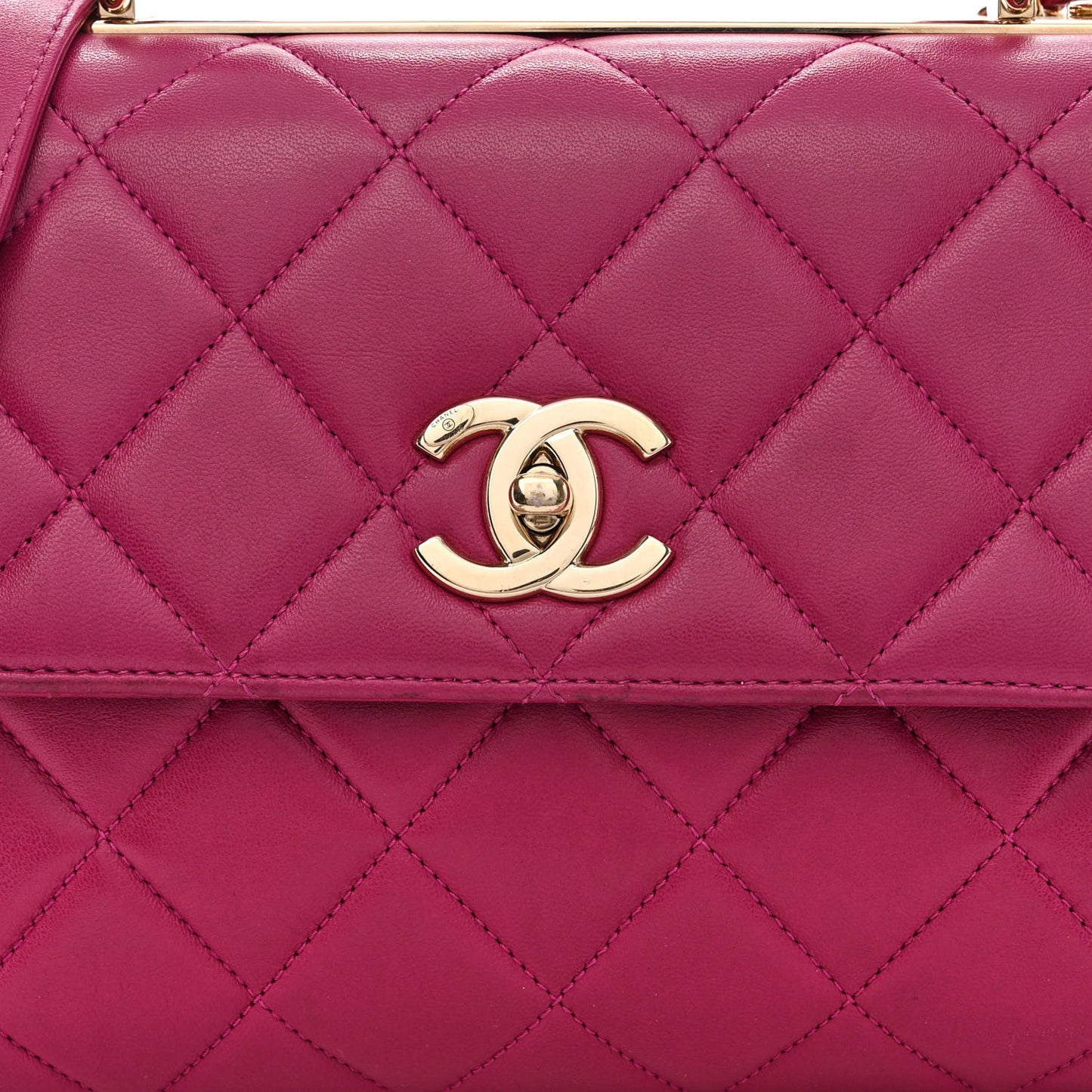 Lambskin Quilted Small Trendy CC Flap Dual Handle Bag Dark Pink