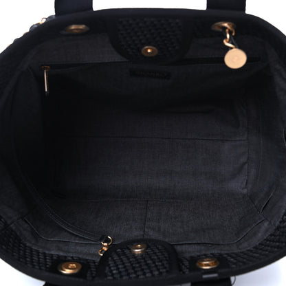 Chanel Straw Raffia Calfskin Chain Medium Deauville Tote Black 4 of 4
