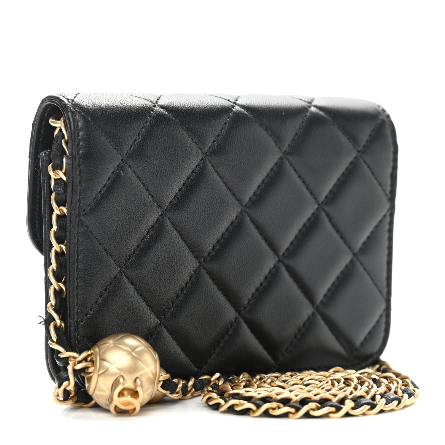 Chanel Lambskin Quilted Pearl Crush Clutch With Chain Black 3 of 13