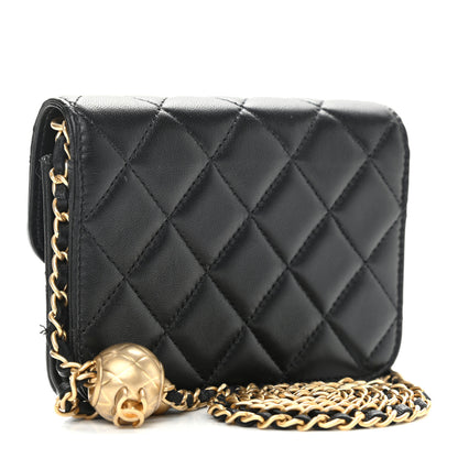 Chanel Lambskin Quilted Pearl Crush Clutch With Chain Black 3 of 13