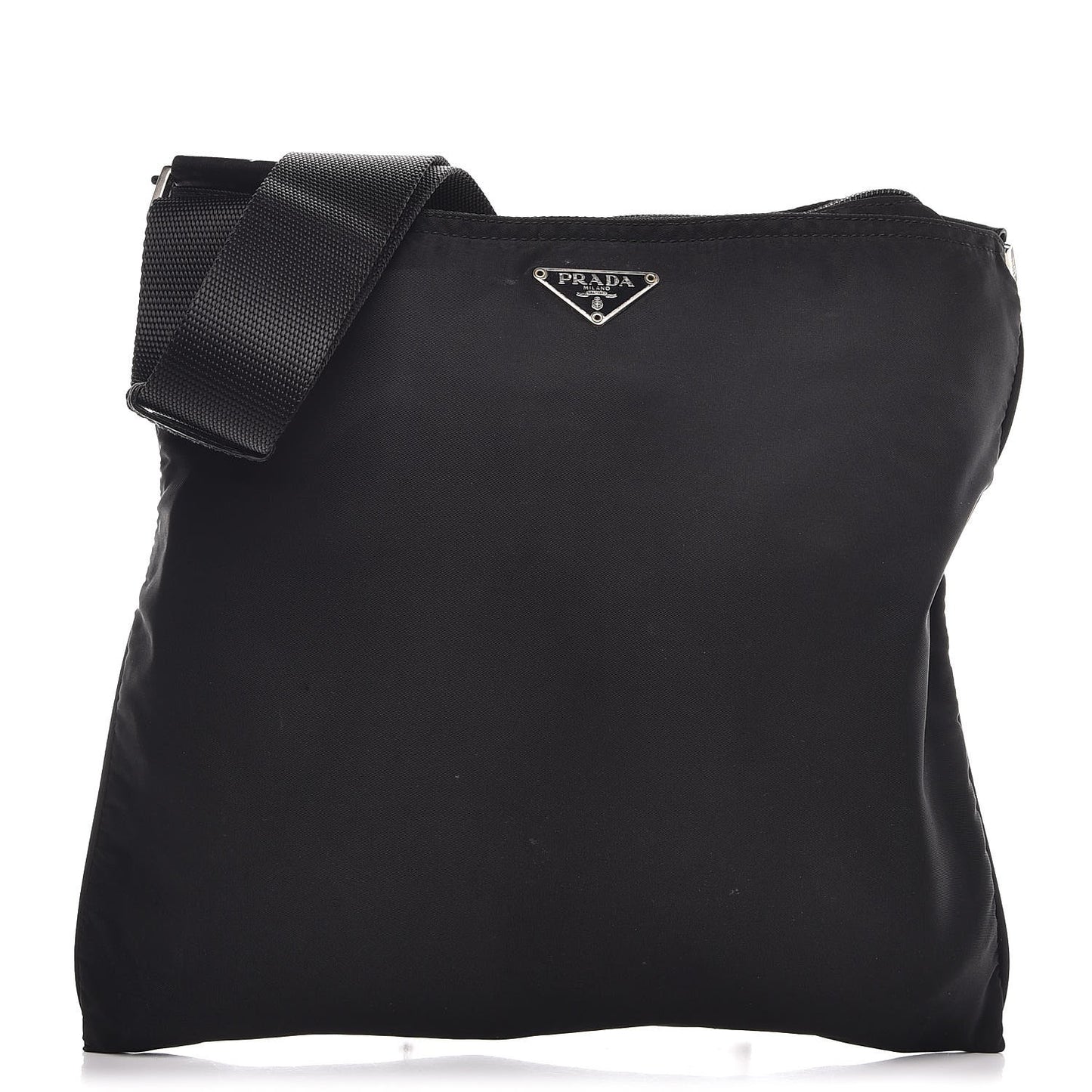 Nylon Small Flat Messenger Bag Black