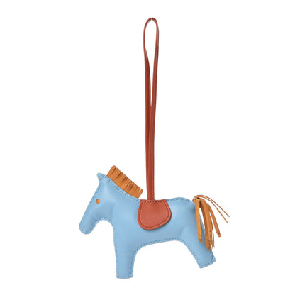 Hermes Milo Lambskin Grigri Rodeo Horse Bag Charm MM Celeste Naturel Bouton D'Or Cornaline 1 of 4