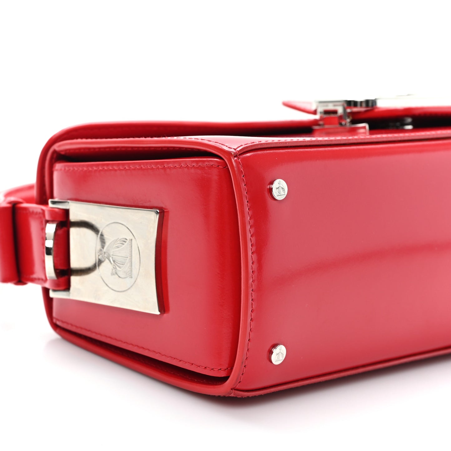 Shiny Calfskin Medium Pencil Shoulder Bag Rouge Lipstick