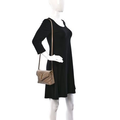 Saint Laurent Calfskin Y Quilted Monogram Toy Loulou Crossbody Bag Dark Beige 2 of 9