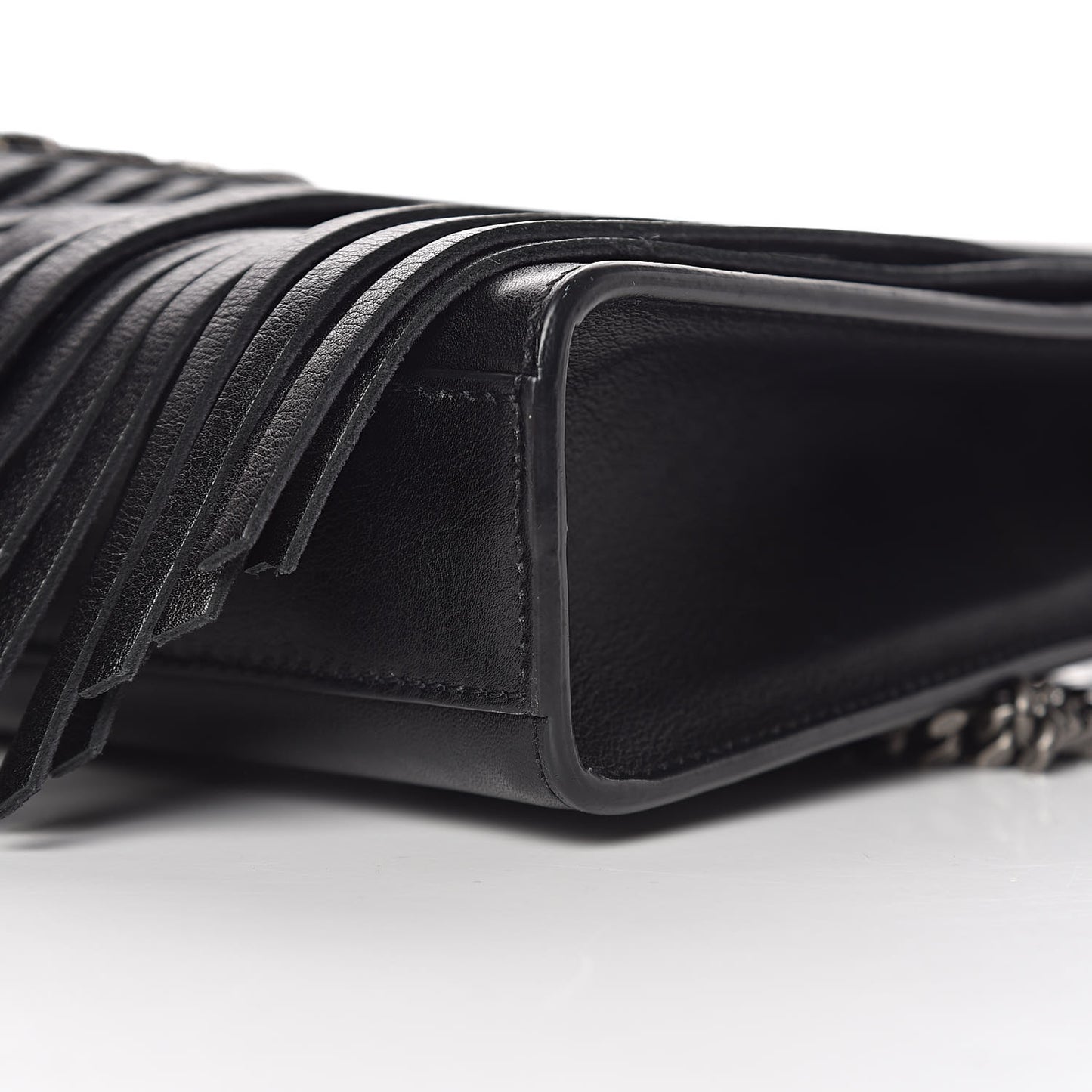 Calfskin Fringe Medium Snake Monogram Satchel Black