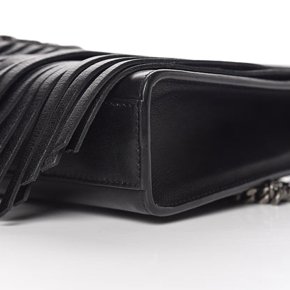 Saint Laurent Calfskin Fringe Medium Snake Monogram Satchel Black 6 of 9