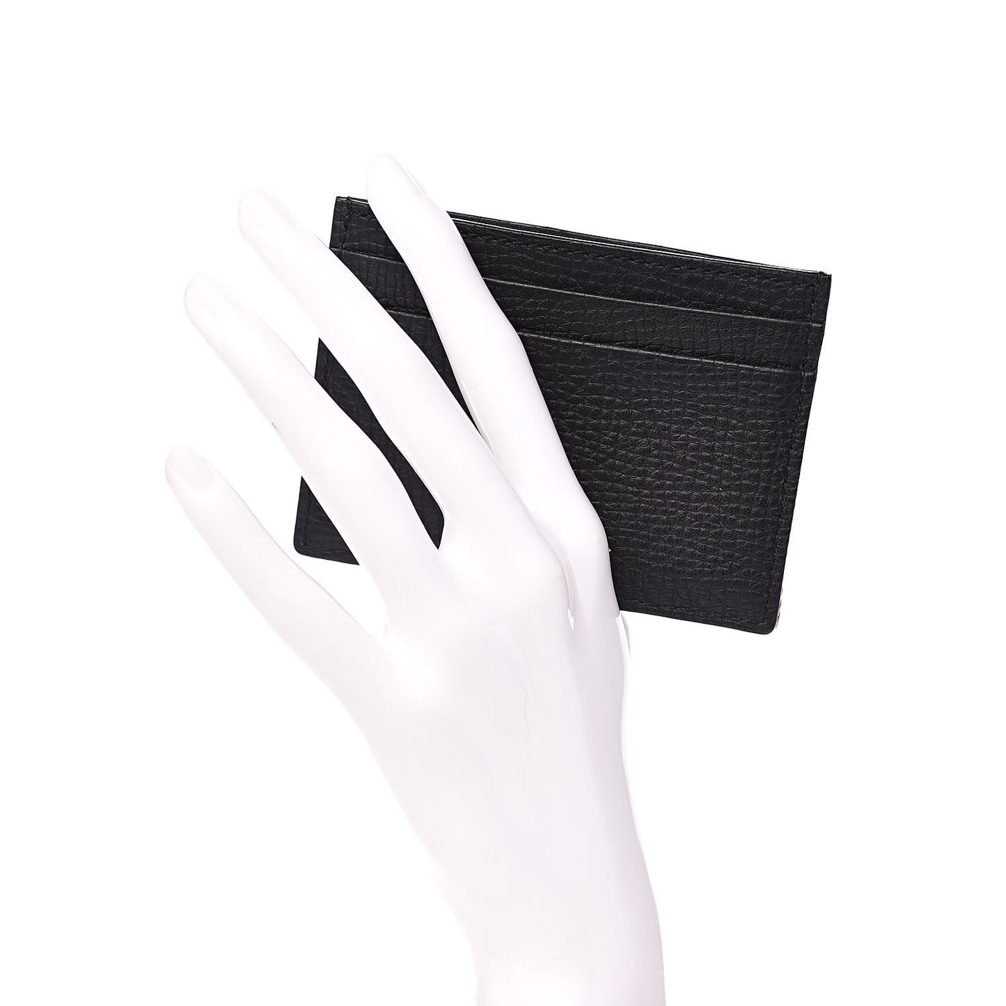 House Check Grainy Calfskin Sandon Card Case Black