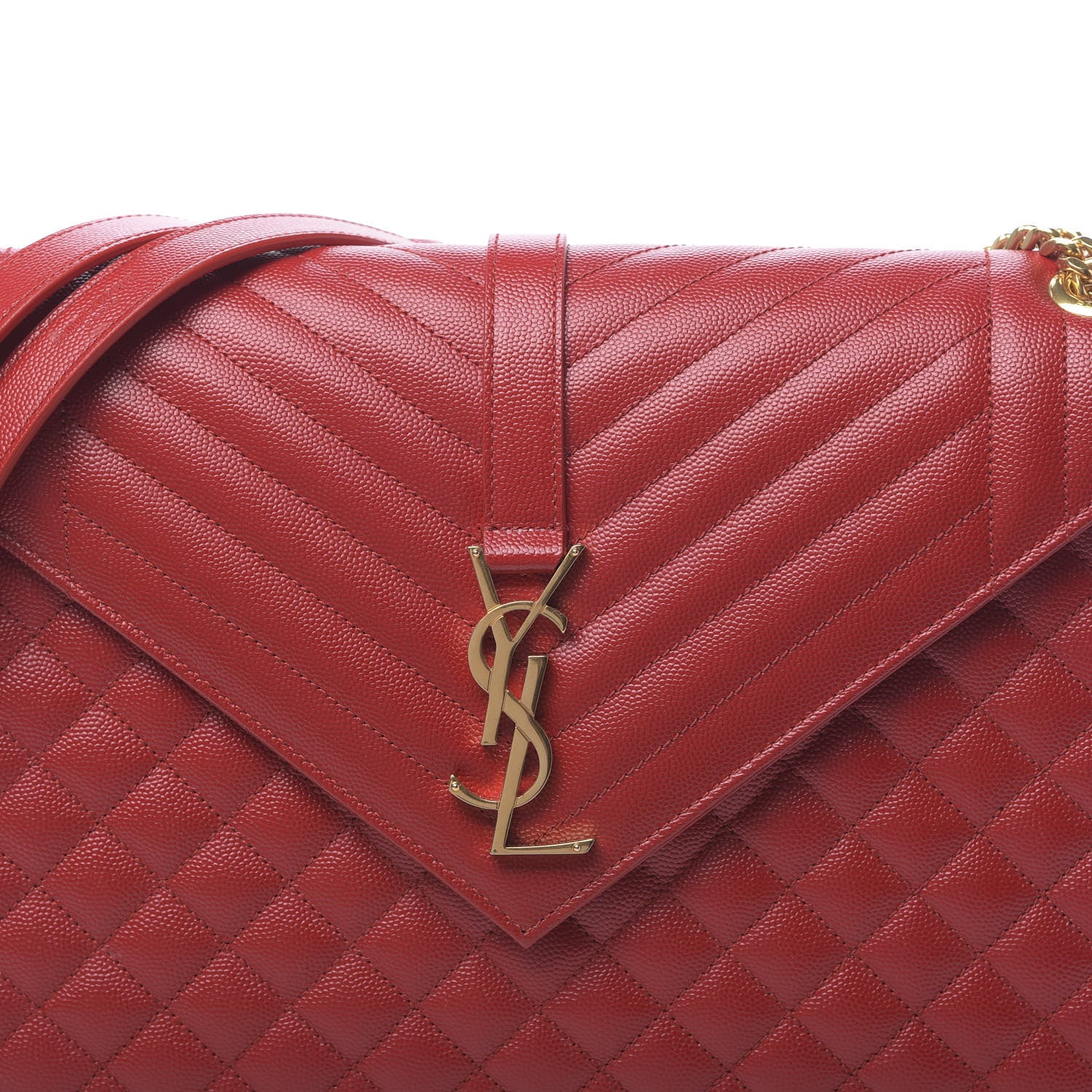 Saint Laurent Grain De Poudre Mixed Matelasse Large Triquilt Monogram Satchel New Red 9 of 9