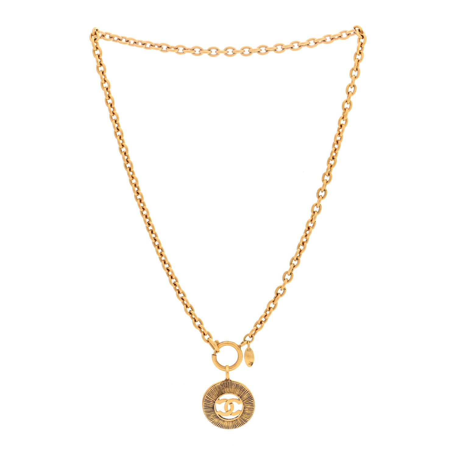 Chanel CC Medallion Long Chain Necklace Gold 3 of 4