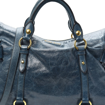 Miu Miu Vitello Lux Medium Bow Bag Bluette 7 of 9