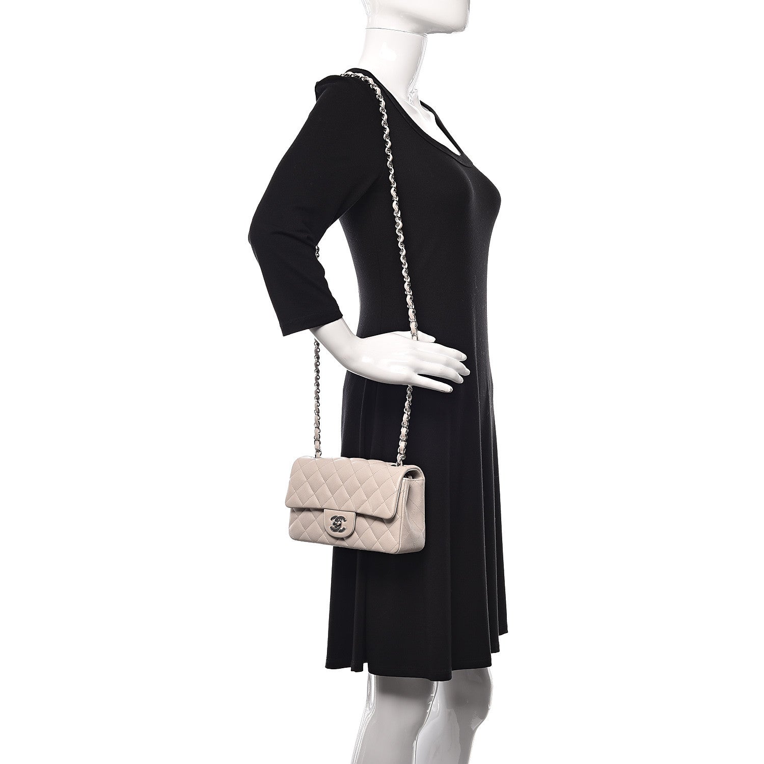 Chanel Caviar Quilted Mini Rectangular Flap Ivory 2 of 11