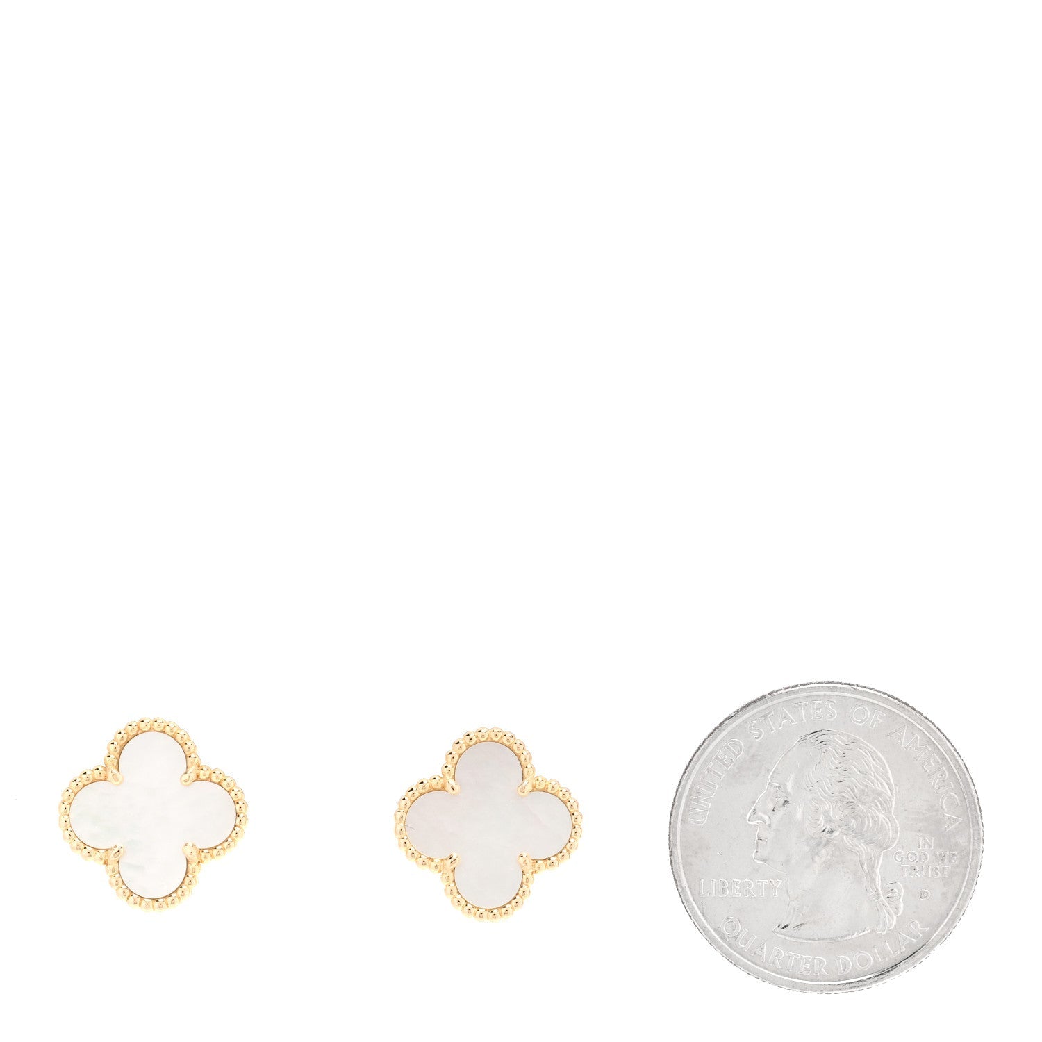 Van Cleef & Arpels 18K Yellow Gold Mother of Pearl Vintage Alhambra Earrings 2 of 5