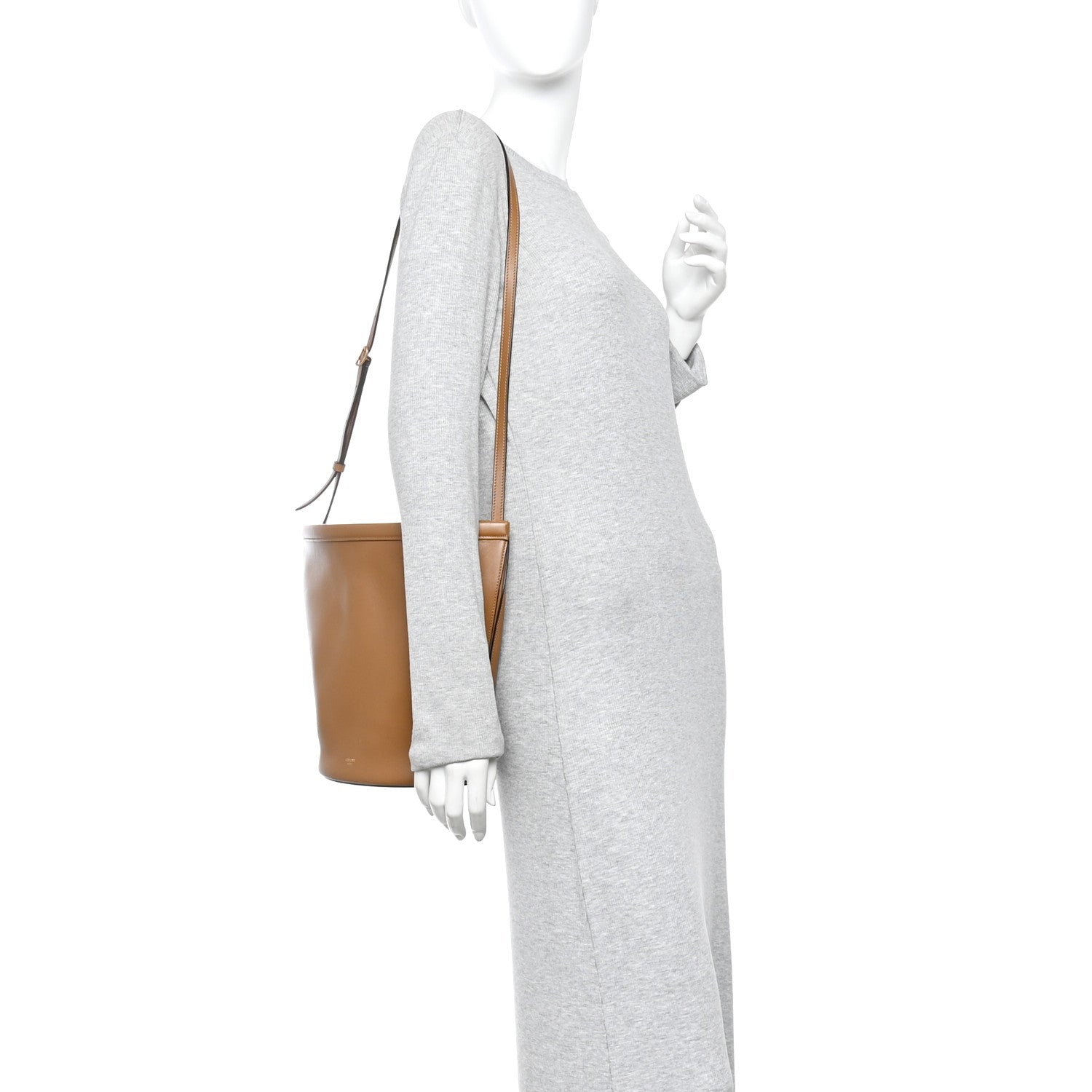 Celine Smooth Calfskin Clasp Bucket Bag Brown 2 of 14