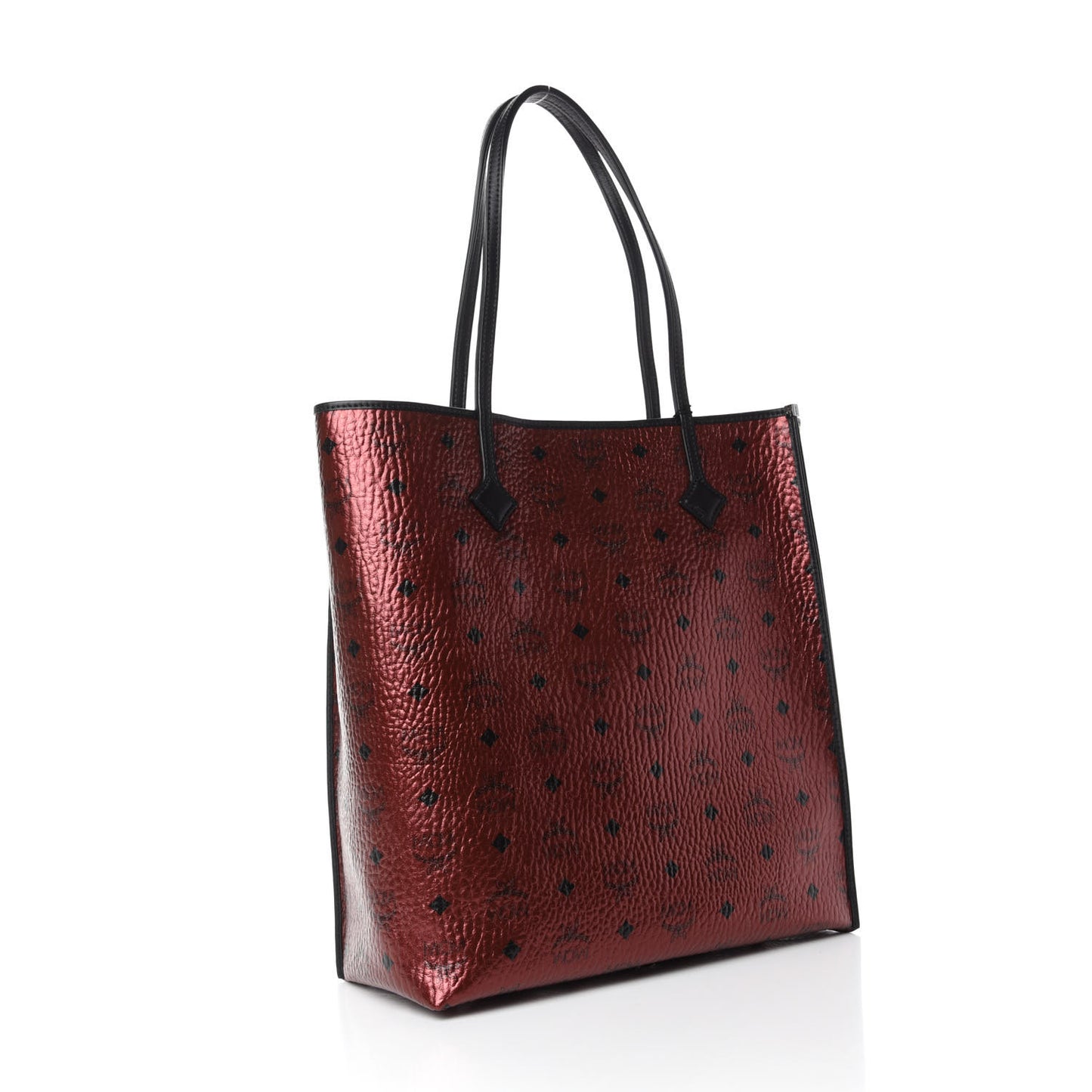 Metallic Visetos Medium Kira North South Shopper Tote Scooter Red