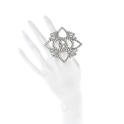 Gucci Metal Crystal Interlocking G Flower Ring 54/7 Silver 2 of 5