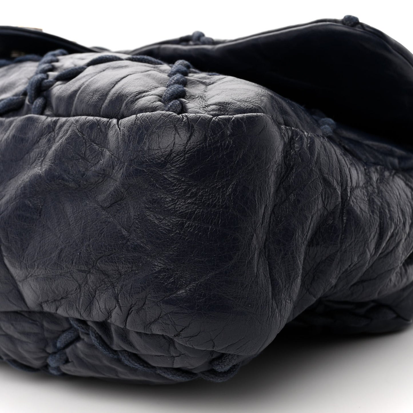 Calfskin Ultra Stitch Oversize Flap Navy