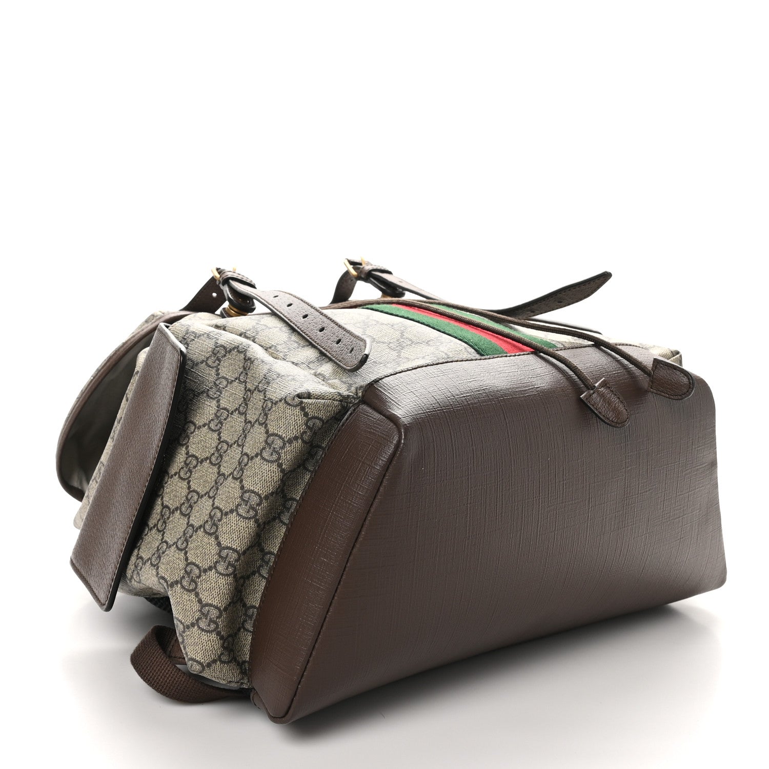 Gucci GG Supreme Monogram Medium Ophidia Double Buckle Backpack Brown 4 of 10