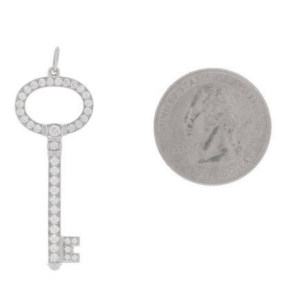 Tiffany Platinum Diamond Oval Key Charm Pendant 2 of 4