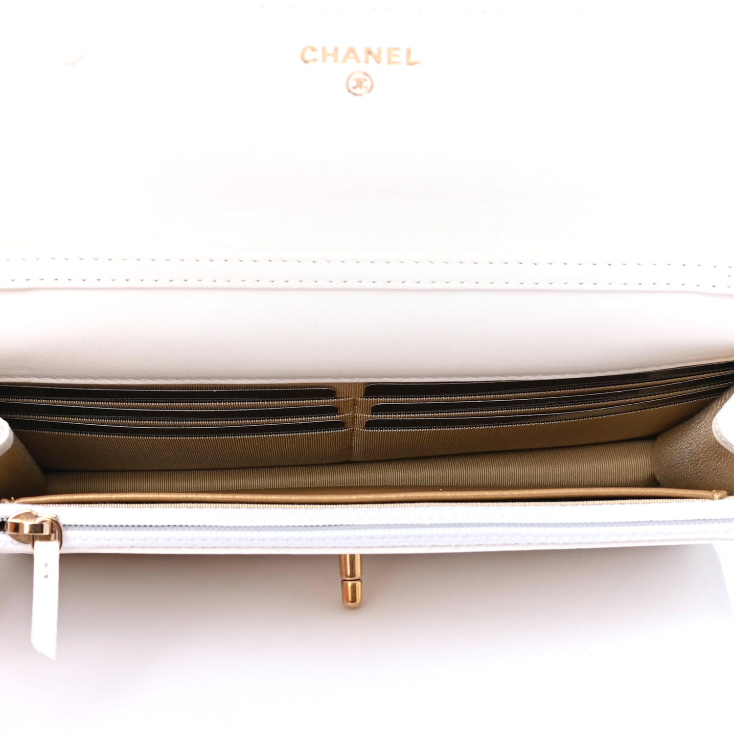 Chanel Lambskin Quilted CC Pearl Crush Wallet on Chain WOC White 4 of 5