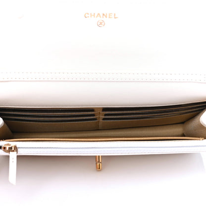 Chanel Lambskin Quilted CC Pearl Crush Wallet on Chain WOC White 4 of 5