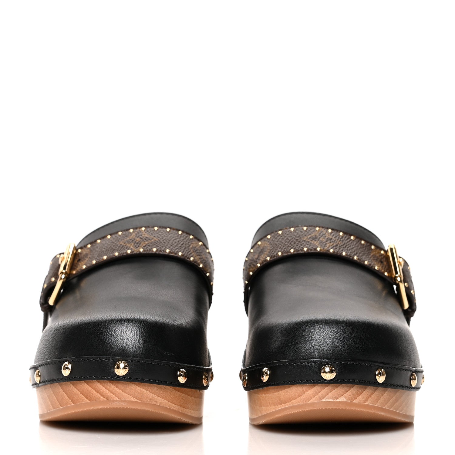 Louis Vuitton Calfskin Patent Monogram Cottage Clog Mules 40 Black 2 of 8