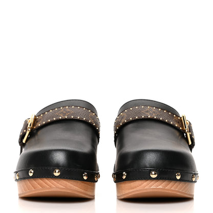 Louis Vuitton Calfskin Patent Monogram Cottage Clog Mules 40 Black 2 of 8