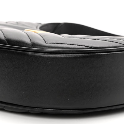 Gucci Calfskin Matelasse Chevron Mini GG Marmont Half Moon Hobo Black 10 of 10