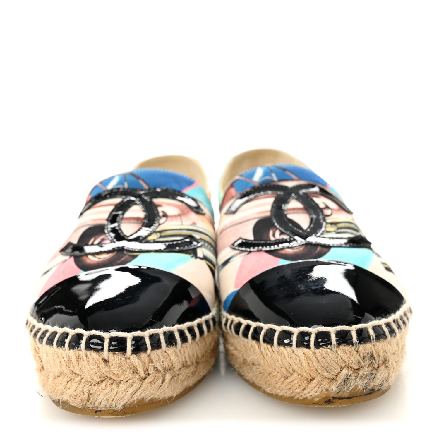 Chanel Fabric Patent CC Espadrilles 35 Multicolor Black 3 of 10