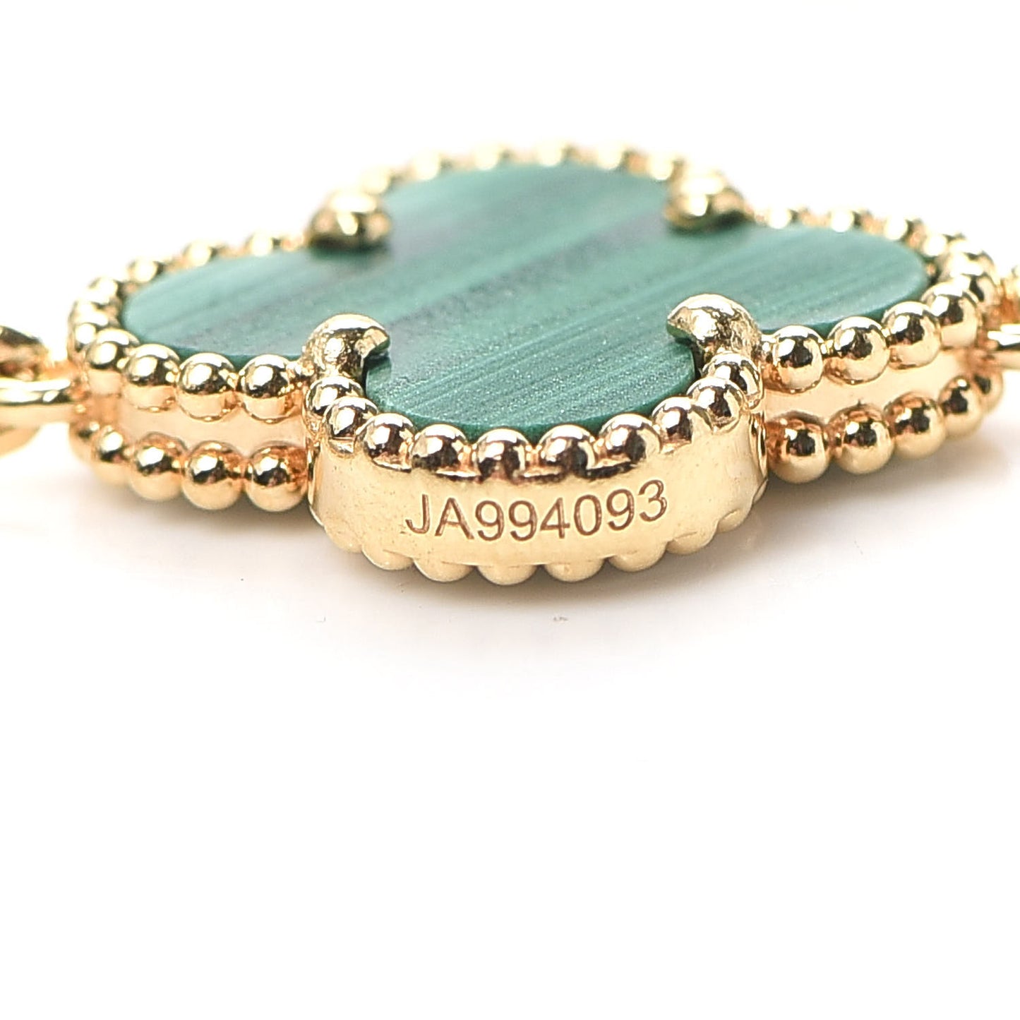 18K Yellow Gold Malachite 5 Motifs Vintage Alhambra Bracelet