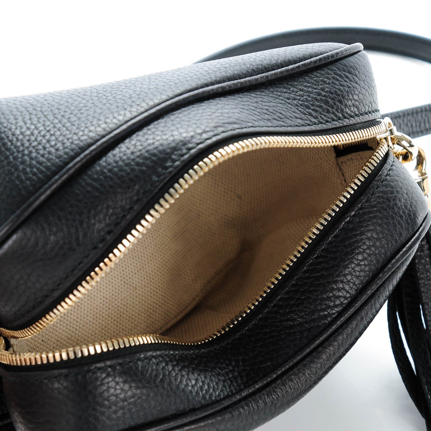 Pebbled Calfskin Small Soho Disco Bag Black