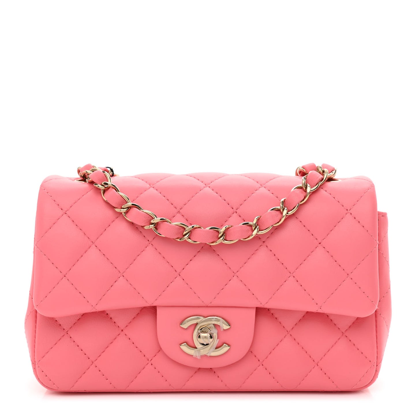 Lambskin Quilted Mini Rectangular Flap Pink