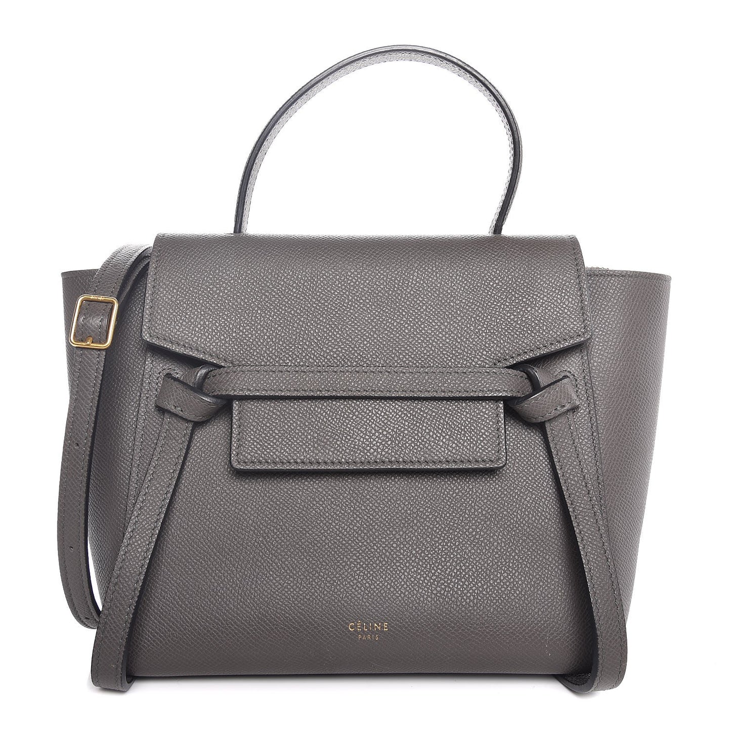 Grained Calfskin Nano Belt Bag Grey