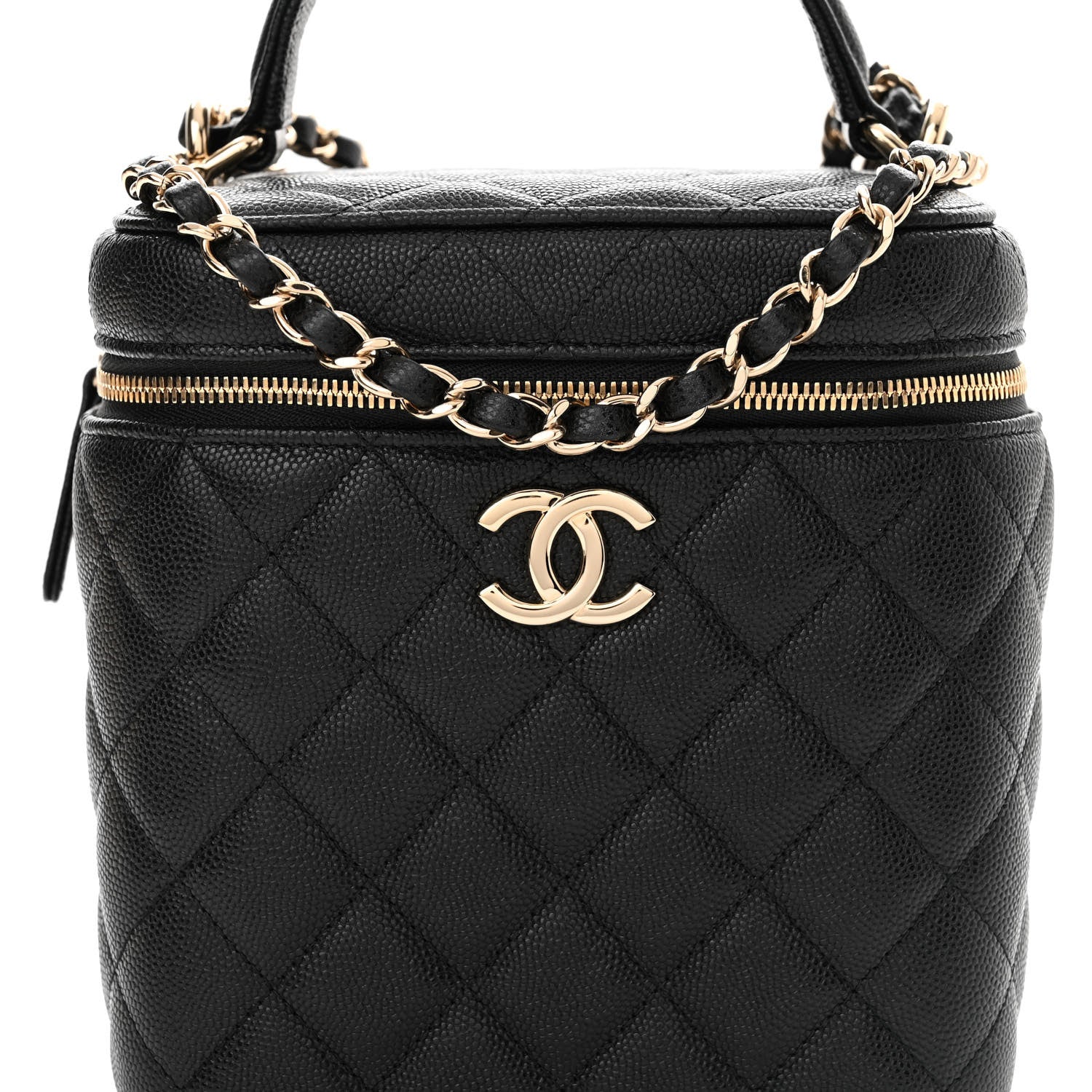Chanel Caviar Quilted Small Top Handle Vanity Case With Chain Black 8 of 10