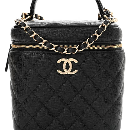 Chanel Caviar Quilted Small Top Handle Vanity Case With Chain Black 8 of 10