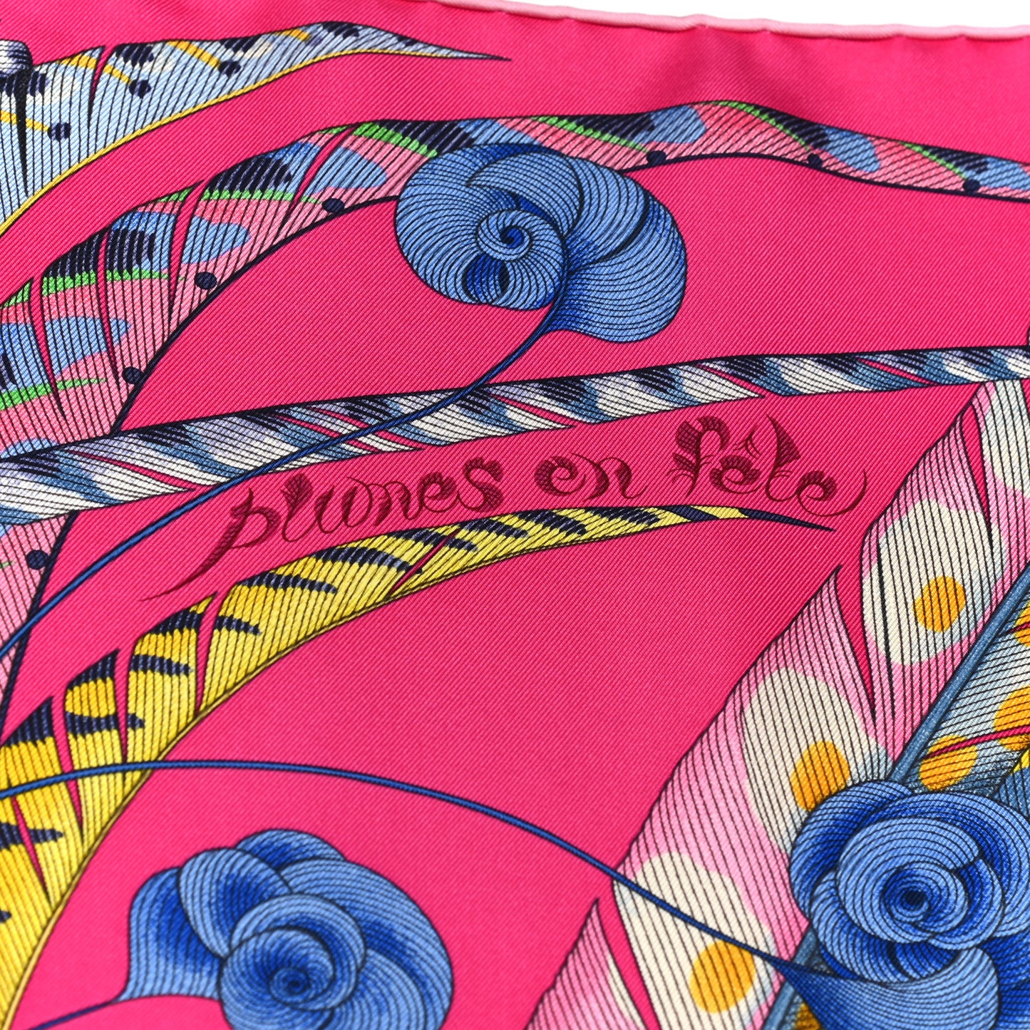 Silk Plumes En Fete Scarf 90 Rose Vif Bleu Vert