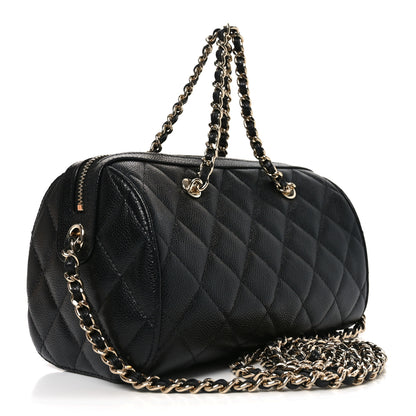 Chanel Caviar Quilted Barrel Clutch With Chain Black 3 of 10
